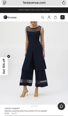 Joseph Ribkoff Tunic And Trousers Navy Size 10 Price New £370 - Image 1 of 4