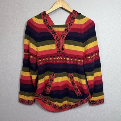 Sudadera con Capucha de Alpaca Sin Marca Arco Iris Rayas Con Cordones Canguro Bolsillo Pullover Gente Foto 1 de 4