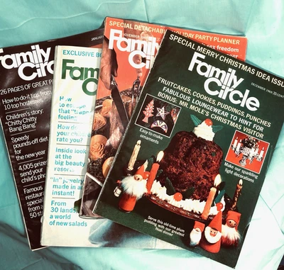 Family Circle Magazine, Vintage, 1969 Jan, Aug, Nov, & Dec, Lot of 4 Foto 1 de 4