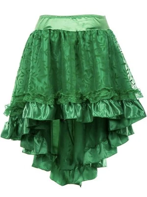 Mujer Verde Encaje Asimétrico Alto Bajo Steampunk Falda Cremallera Talla XL NUEVO Foto 1 de 4