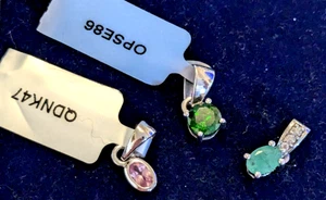 Three new Gemporia s/silver petite gem set pendants inc emerald, pink spinel etc - Picture 1 of 5