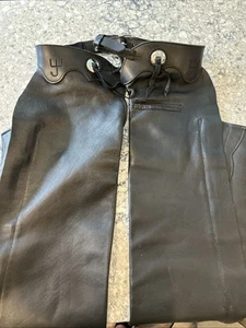 Heavy Duty Black Leather Motorcycle Chaps Custom Made Adjustable 36-46 Waist - Bild 1 von 16