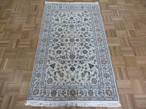 2'5 x 4'9 Hand Knotted Ivory Fine Nain With Silk Oriental Rug G16143 - Picture 1 of 13