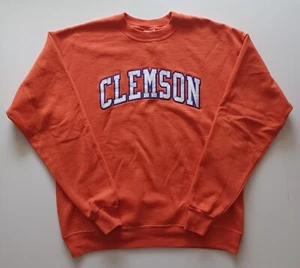 Clemson Tigers Medium Crewneck Pullover Sweatshirt Orange Purple Hanes Spellout - Picture 1 of 5