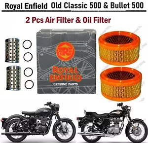 Royal Enfield "Oil Filter & Air Filter" Pack of 2 For "Old Classic & Bullet 500" - Picture 1 of 6