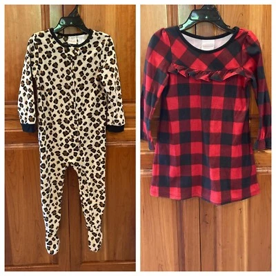 Lote de pijamas ropa de dormir rojo de vacaciones con estampado animal para niñas pequeñas talla 3T Foto 1 de 4