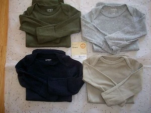 CARTER'S 4 PACK BODYSUITS BABY BOY BLUE  LT BROWN GRAY GREEN  - Picture 1 of 3