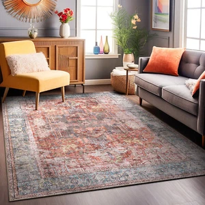 Rugshop Area Rug Vintage Inspired Distressed Machine Washable Non Slip Rugs 8x10 - Picture 1 of 10