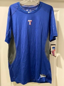 NWT NEW MENS MLB BASEBALL NIKE PRO COMBAT FITTED BLUE XL SHIRT SHORT SLEEVES WOW - Picture 1 of 7