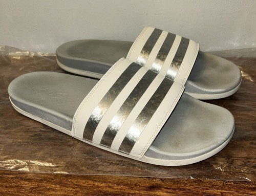 ADIDAS Adilette sandali uomo 11 grigio bianco punta aperta comodi slide