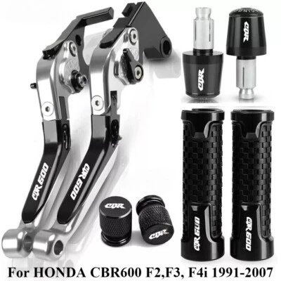 Black For HONDA CBR600 F2,F3, F4i 1991-2007 Brake Clutch Levers Handlebar Grip A - Imagem 1 de 4