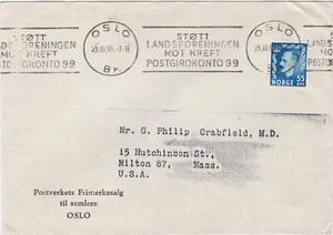 1955 Norway cover sent from Oslo to Milton MASS USA - Picture 1 of 2