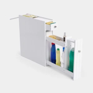 Slim Bathroom Storage Unit | White Slimline Narrow Cabinet w/ Shelving | VonHaus - Picture 1 of 10