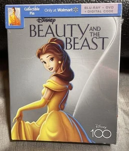 Beauty and The Beast Disney 100 Edition Blu-Ray & DVD with Collectible Pin New - Picture 1 of 2