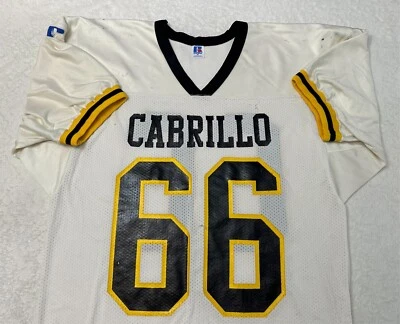 Camiseta deportiva vintage del equipo de fútbol americano deportivo Russell de la escuela secundaria de Cabrillo de los años 90, XL Foto 1 de 4