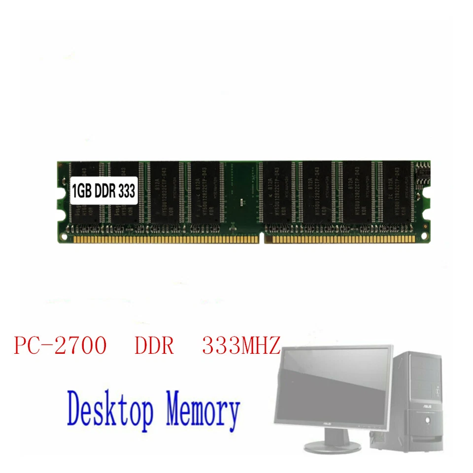 1GB DDR PC 2700 DDR 1 333MHZ Desktop PC Memory Module Computer Desktop DDR1 RAM - Image 1 of 4