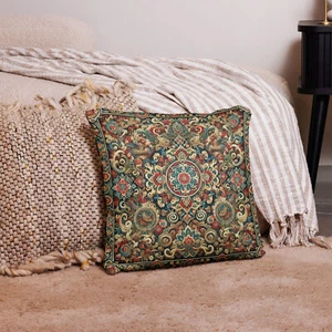 Ancient Tibetan Motifs Inspired Cushion Vibrant Decorative Pillow for Home Decor - Picture 1 of 2