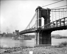 New Photo: John Roebling Suspension Bridge in Cincinnati, Ohio - 1907 - 6 Sizes!