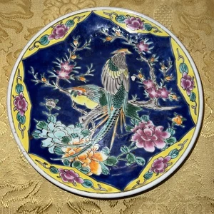 Plato Antiguo Japón Porcelana Pavo Real Taisho Yamatoku C1910-1920 - Imagen 1 de 5