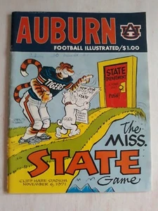 1971 Auburn vs Mississippi State Football Game Program. Phil Neel Art. - Foto 1 di 16