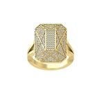 Gift for Mothers Day 10k Yellow Gold Natural Diamond Cocktail Ring Size 7