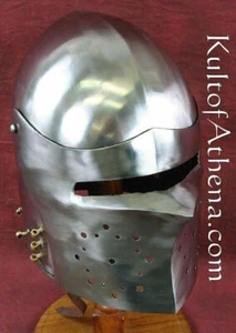 Medieval Pig Face Bascinet helmet helmet Hounskull Klappvisor Helmet 16ga - Picture 1 of 4