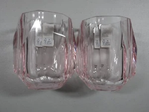 New RACHEL ZOE Set Of 2 Light Pink Acrylic Faceted Tumbler Drink Glasses - Picture 1 of 3