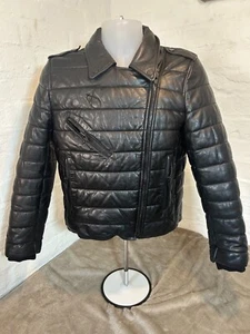ALEXANDER WANG X H&M Ladies Black leather Zip-Up Quilted Biker Jacket EU42 UK12 - Picture 1 of 7