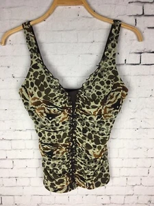 Sujetador con aros Profile Tankini Top para mujer marrón beige malla estampado animal (EAD) - Imagen 1 de 9