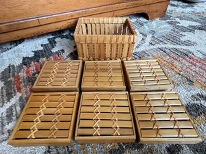6 Bamboo Coasters in Carrying Case, Indonesia - Picture 1 of 5