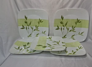 Corelle Rivage Ultra Square, Set Of 5, Dinner & Lunchion Plates 9" & 10.5" USA - Picture 1 of 10