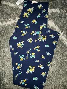 Girls justice full length legging size 10 new navy tiny floral  - Picture 1 of 2