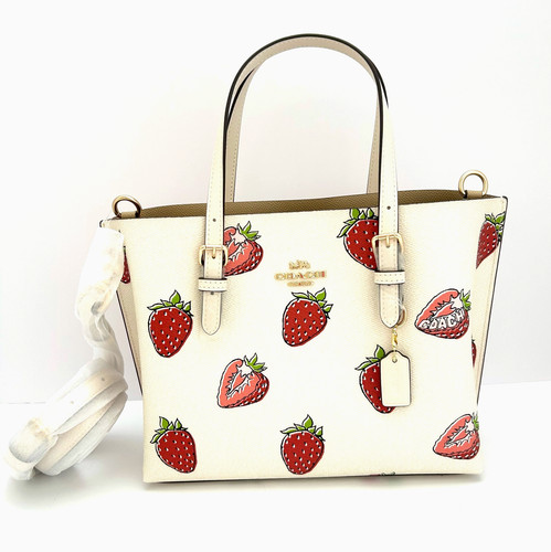 Borsa Coach Mollie nuova con etichetta 25 stampa fragola tracolla CAL66 nuova