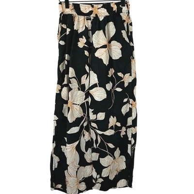 Calça feminina Cynthia Rowley perna larga linho preto costeiro férias na praia tamanho XS - Imagem 1 de 4