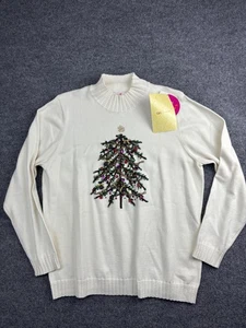 Quacker Factory Sweater Womens Large Embellished Christmas Tree Pullover QVC - Picture 1 of 8
