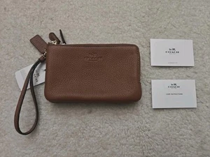 Coach F66505 Pebbled Grain Leather Double Corner Zip Saddle Wallet - Picture 1 of 4