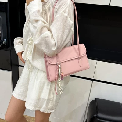 Borsa ascella grande capacità materiale pu con design tinta unita per uso quotidiano - Immagine 1 di 4