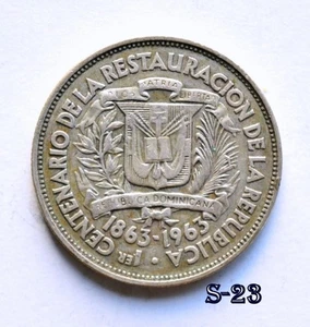 1863-1963 República Dominicana-Centenario 1 Peso Plata (S23) ENVÍO GRATUITO - Imagen 1 de 2