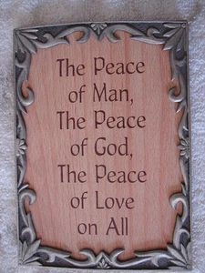 Letrero de placa de madera de metal de pared de la paz del hombre colgante cristianismo santa Biblia - Imagen 1 de 2