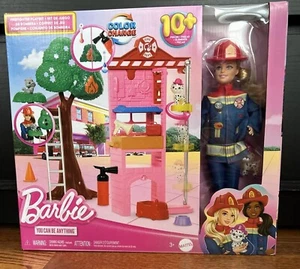 BNIB BARBIE FIREMAN DOLL a play set with a fire station and a dog HRG55 Mattel - Picture 1 of 5