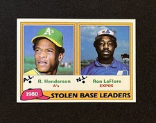1981 Topps Stolen Base Leaders #4 Baseball Card Rickey Henderson - Ron LeFlore