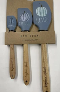 Rae Dunn Spatula Set Blue Pumpkin Grateful Thankful Blessed Decorative 3 Piece - Picture 1 of 5