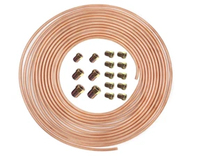 Brake Line Tubing Kit Copper Coated Alloy 25 Feet 3/16 Inch 16 Inverted Fittings - Foto 1 di 6