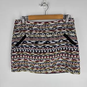 Dotti Mini Skirt Womens 12 Straight Tribal Hippie Boho Aztec Weave Cotton Blend - Picture 1 of 8