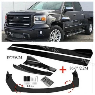For GMC Sierra 1500 Front Bumper Lip Splitter Side Skirt Rear Lip Glossy Black - Image 1 of 4