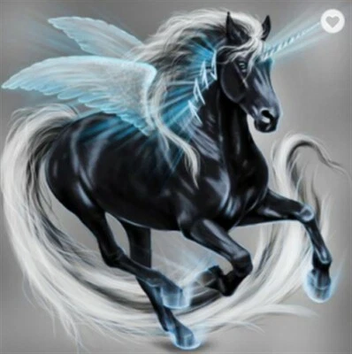 5D Diamond Painting Kit Full Round Drill Black Unicorn 25X25 CM Craft Art DYI - image 1 of 3