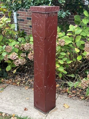 "Antiguo estuche de escalera de poste Newel de madera victoriano Eastlake de principios del siglo XIX tallado antiguo" Foto 1 de 4