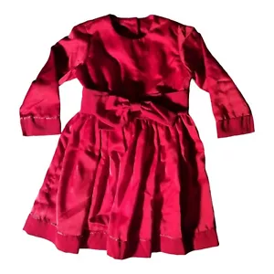 Satin Soft Ruby Red Holiday Girls Dress Size 4/5 W Bow Christmas - Picture 1 of 8