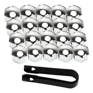 20x COPRIBULLONI 17MM TAPPI PER RUOTE AUTO IN ABS CROMATO UNIVERSALI COPRI DADI - Foto 1 di 6