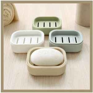 Double Layer Soap Dish Holder Plastic Drain Storage Box Bathroom Rack Case Plate - Picture 1 of 26